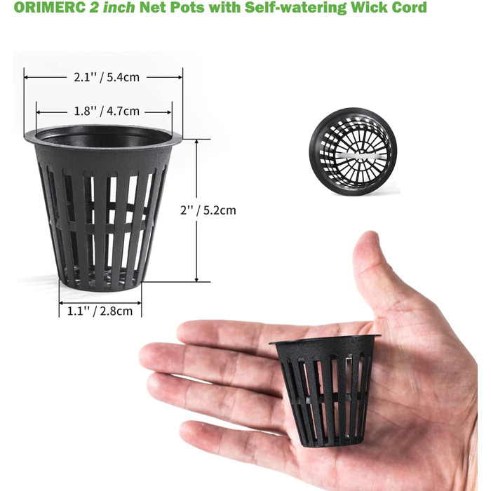 Дюймові (5 см) сітчасті горщики Гідропонічний сітчастий горщик із 100-футовим гнітом із самополивом і 100 етикетками для рослин Гідропонна чашка Сітчаста чашка Горщик Овочева орхідея Аквапоніка Kratky Hydroponics, 100 шт., 2-