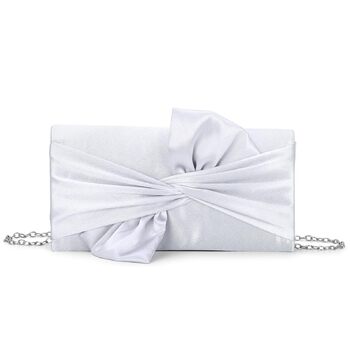 Елегантні атласні клатчі Fecialy для жінок, вечірня сумка з бантом, офіційні, для весільних вечірок та вечірок, сріблясте