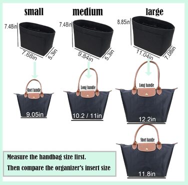 Вставка-органайзер для гаманця Longchamp Le Pliage 1028black-M для сумки-портфеля середнього чорного кольору