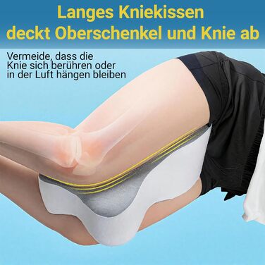 Універсальна подушка для колін для тих, хто спить на боці ергономічна подушка для ніг з подовженою конструкцією, підтримує стегна та коліна, підвищує комфорт сну, зі знімним чохлом, який можна прати