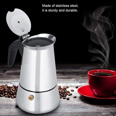 Портативна італійська кавоварка, кавник з нержавіючої сталі Mocha Classic Mocha Espresso for Home Office 2 чашки 100 мл