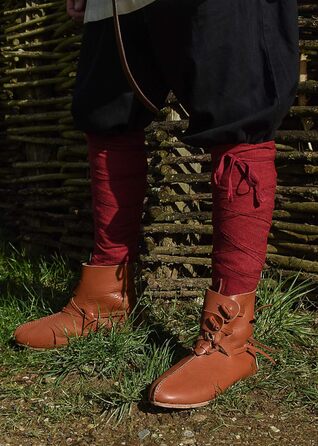 Середньовічні накидки на ноги Battle-Merchant для чоловіків та жінок, пара, візерунок &quotялинка&quot для середньовічних штанів або штанів вікінгів, бавовна, вікінги, LARP синій/натуральний