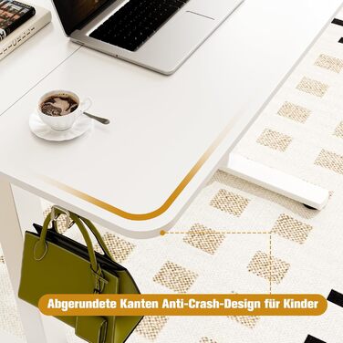 Стіл з регульованою висотою 90x60 см, Електричне регулювання висоти столу з роздільною панеллю, Ергономічний стіл з регульованою висотою, Білий 90 x 60 см