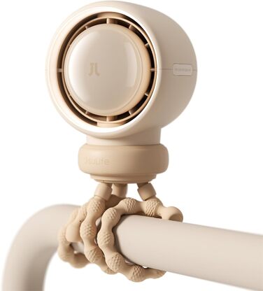 Портативний вентилятор для коляски JISULIFE, маленький вентилятор, що працює від батарейок, 5 швидкостей, технологія очищення та покращення повітря, без лопатей, безпечний для їжі - коричневий