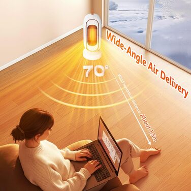 Тепловентилятор потужністю 1300 Вт, керамічний нагрівач PTC, тихий вентилятор, термостат, захист від перегріву та перекидання, для офісу, дому, спальні