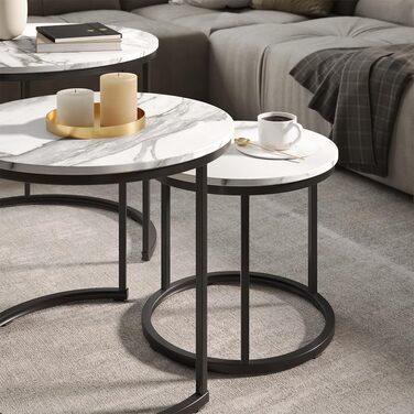 Набір журнальних столиків Vicco Montreal, білий/чорний, 55 x 55 см, 3 предмети, білий/чорний, комплект з 3 предметів