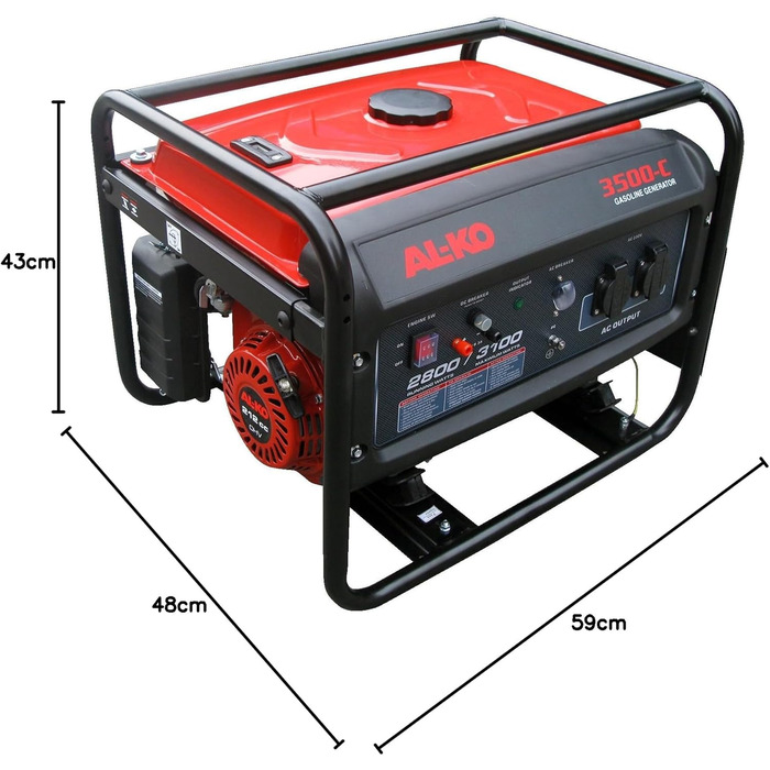 Генератор AL-KO 3500-C (потужність двигуна 2,8 кВт, об&39єм 212 куб. см, 4-тактний двигун, 2 розетки 230 В, 1 розетка 12 В, великий бак для тривалої роботи)