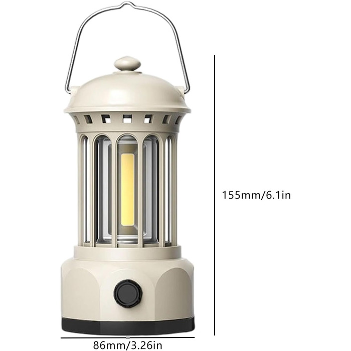 Регульований ретро-кемпінговий ліхтар, вдосконалене освітлення, портативний підвісний світильник, водостійкий, ідеально підходить для активного відпочинку. Ретро-кемпінговий ліхтар, білий.