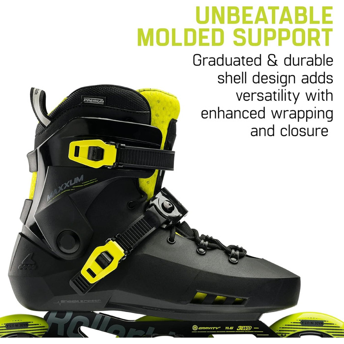 Роликові ковзани 7/7.5 чорний/лайм