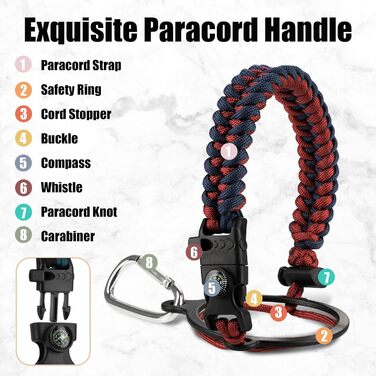 Пляшка для води WAPEST 3,6 л з паракордовою ручкою та щіткою для пляшок, велика пляшка для води з нержавіючої сталі з сумкою для п