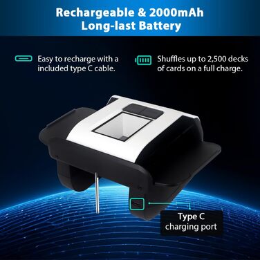 Автоматичний змішувач карт Shufflebox S1 з акумулятором 2000mAh, безшумна машина для перемішування двох колод, компактний розмір