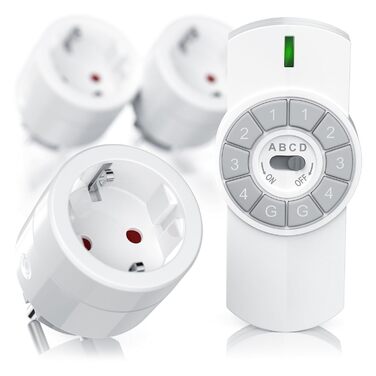 Набір бездротових розеток з дистанційним керуванням, набір з 3 шт. для використання в приміщенні, розумні вилки з дистанційним керуванням, світлодіодний дисплей стану, вбудований захист від дотику, 3680 Вт