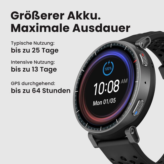 Розумний годинник Amazfit Active Max з 1,5-дюймовим AMOLED-дисплеєм, 25-денним часом автономної роботи, офлайн-картами, NFC, GPS, 4 ГБ пам&39яті, понад 170 спортивними режимами, водонепроникністю 5 атм, відстеженням серцевого ритму та сну для Android та i