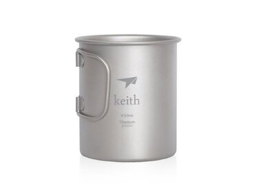 Титанова кружка Keith, кемпінгова кружка з кришкою, посуд для пікніка (450 мл. Ti3204)