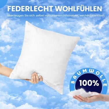 Пухові подушки 80x80 см (комплект з 2 шт.) - Подушки зі 100 пір&39яним наповнювачем та бавовняним чохлом, сертифіковані Oeko-Tex та виготовлені в Німеччині, ідеально підходять для алергіків та дітей, наповнювач 1200 г, комплект з 2 шт., 80 x 80 см