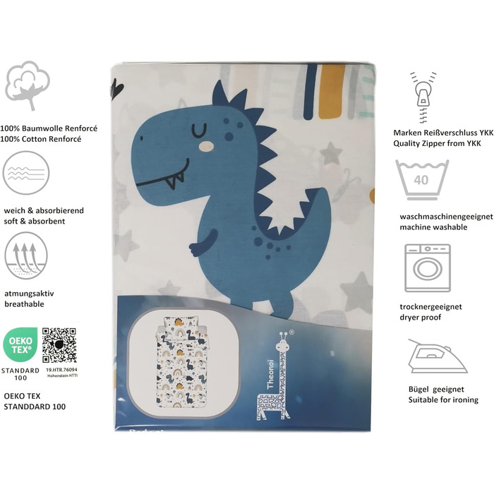 Дитяча постільна білизна Theonoi постільна білизна для малюків дитяче ліжечко в комплекті підковдра 100x135 та наволочка 40x60 з б