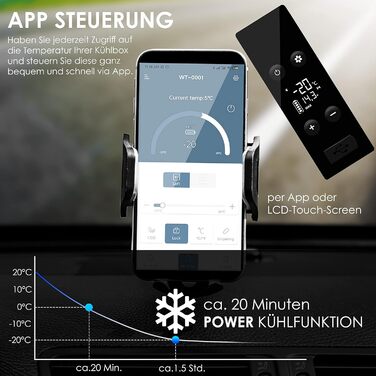 Електрична морозильна камера, 42 л З керуванням APP USB-з'єднання 12/24 В 230 В, телескопічна опора, 2 колеса холодильної камери Х