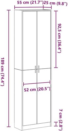 Шафа з полицями, біла, 55 x 25 x 189 см, інженерна деревина, шафа для спальні, сучасне сховище, дерев&39яна коробка з дверцятами, для кращої організації одягу