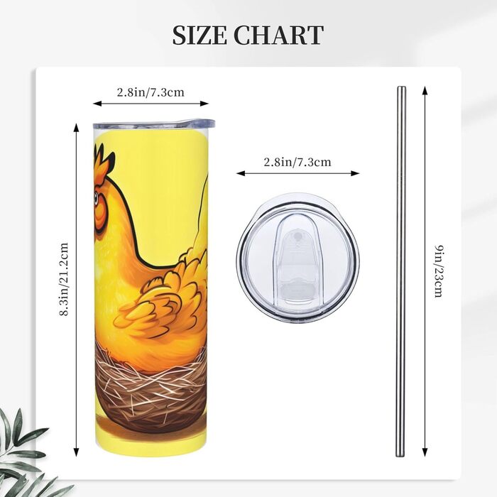 Кухоль з прямою трубочкою, пташине гніздо, золоте курча, принт, дорожній кухоль, підходить для кемпінгу, офісу та дому, 590 мл