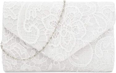 Клатч з мереживною накладкою, жіночий клатч, квітковий візерунок, мереживо, елегантна сумочка для вечірок та весіль 01 Білий