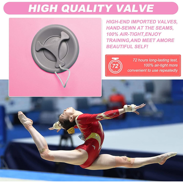 Надувний гімнастичний повітряний валик, надувні повітряні ролики, повітряний валик, гімнастичний валик, повітряна бочка для тренувань балансу, валик для йоги, колона для вправ з ПВХ циліндра для домашнього використання, 120x75 см, рожевий