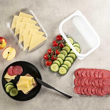 Набір контейнерів для делікатесів HAC24 з 8 предметів, придатний для використання в холодильнику з кришками, 6 шарів, 6 x 550 мл, для ковбас та сиру, контейнери для зберігання харчових продуктів