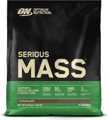 Гейнер для набору ваги Optimum Nutrition Serious Mass, порошок, шоколад, 5,45 кг (16 порцій)