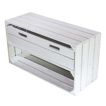 Білі дерев&39яні ящики з шухлядами та відділеннями - місце для взуття та шапок, шарфів, рукавичок (68x40x30см, широкий ящик для фруктів з шухлядою, 68x40x30см) Широкий ящик для фруктів з шухлядою 68x40x30см 68x40x30см