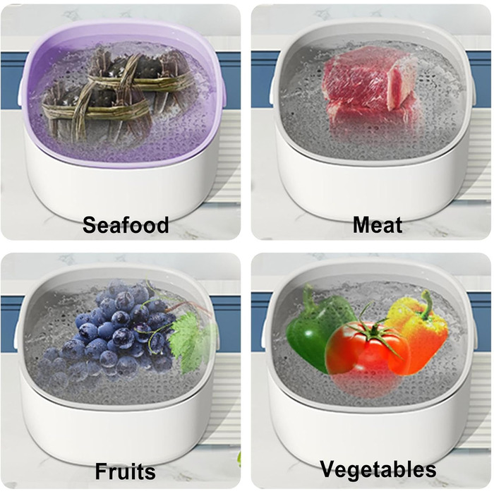 Набір чаш для кухонних ситечок Двошаровий кошик для миття їжі ємністю 8 л, необхідні для приготування кухонні аксесуари для помідорів, огірків, полуниці, персиків, м'яса, риби, креветок Lambo сірий фіолетовий білий