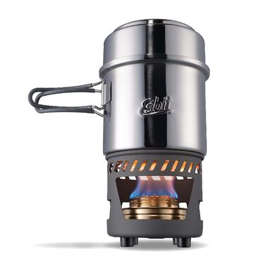 Набір для приготування їжі Esbit Spirituskochset великий та малий казани (985 мл та 470 мл) пальник для спирту похідний плитовий комплект з нержавіючої сталі, 985 мл