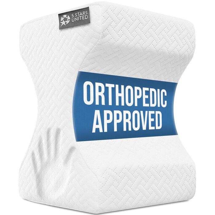 Подушка для колін 5 STAR UNITED з піни з ефектом пам&39яті ергономічна подушка для ніг для сну на боці, полегшення болю в ішіасі, стегнах та спині, нековзка, чохол, що прається, білий