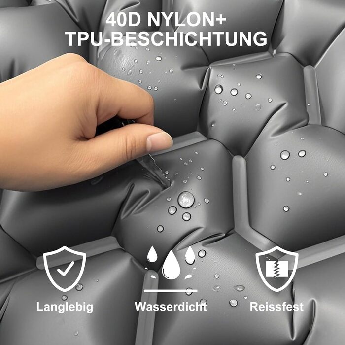 Килимок для сну YOUXIU, надувний матрац для кемпінгу з вбудованою подушкою та насосом для ніг, килимок для кемпінгу на відкритому повітрі для походів, пляжу, подорожей, наметів