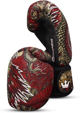 Боксерські рукавички BUDDHA FIGHT WEAR Dragon, призначені для тренувань та спарингів з муай-тай, кікбоксингу та фітнесу - чоловічі та жіночі - різні кольори - 300 г, 300 г, 350 г, 350 г, 360 г червоні, 350 г