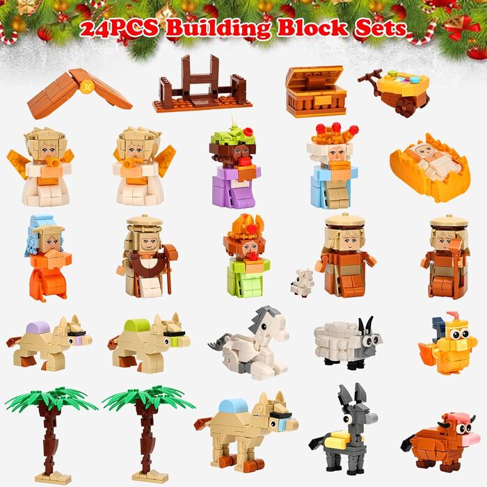 Конструктор Miunana 2025 Advent Calendar Christmas Building Blocks Set, багатоколірний