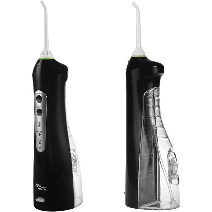 Портативний іригатор для ротової порожнини Бездротовий водний флоссер для чищення зубів та догляду за гігієною ротової порожнини, 4 насадки (Чорний), 770