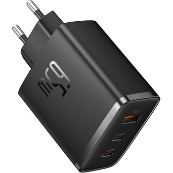Зарядний пристрій Baseus USB C, 65 Вт адаптер живлення USB C, 3-портовий зарядний пристрій PD з PPS, швидкий зарядний пристрій GaN