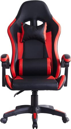 Ергономічне ігрове крісло CLIPOP, комп&39ютерне обертове крісло з підголівником та поперековою опорою, функція нахилу та блокування, регулювання висоти, поворотне, висока спинка, гоночні крісла, чорне/червоне