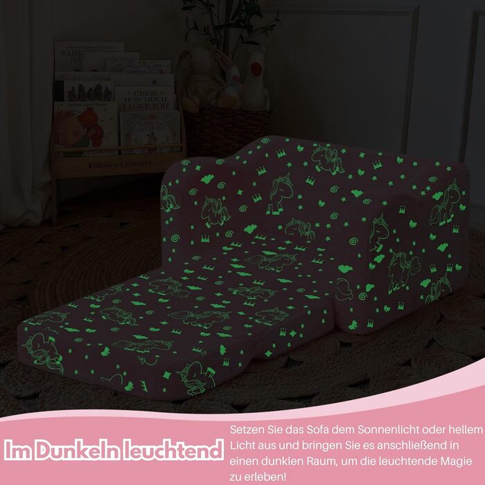 Дитячий диван MeMoreCool, розкладний, дитячий диван, диван-ліжко для малюків 2-в-1, дитяче крісло, міні-диван для дитячої кімнати, вишуканий ігровий диванчик для дівчаток та хлопчиків, рожевий