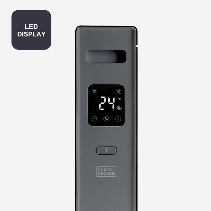 Конвекторний обігрівач, обігрівач, вентилятор, 2000 Вт, світлодіодний дисплей, 2 рівні потужності, таймер, захист від перегріву, ручка для перенесення, чорний 2000 Вт Цифровий, 2001E -