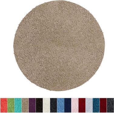 Круглий килимок для ванної casa pura 120 см бежевий, пухнастий волохатий килимок для ванної, нековзний килимок для ванної, можна прати, килимок для душу, килимок/килимок для підлоги для ванної кімнати та душу