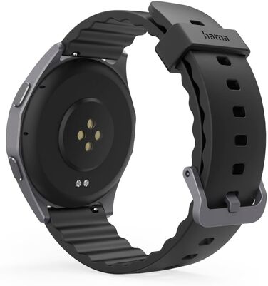Розумний годинник Hama (кольоровий AMOLED-дисплей 1,43 дюйма, GPS, функція телефону, водонепроникний, WhatsApp, голосовий помічник, трекер сну, 110 спортивних режимів плани тренувань, крокомір, пульсометр, калорії тощо) чорний