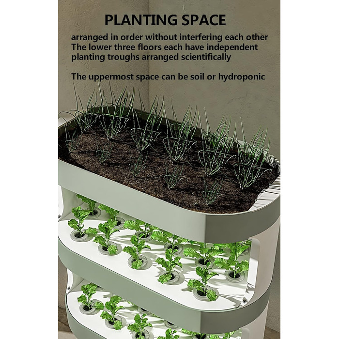 Вежа для гідропоніки, система гідропонічного вирощування в саду на 48 стручків, набір для вирощування аеропоніки з автоматичним зрошенням, освітленням для вирощування та таймером. Система для садових посадок для аквапоніки.