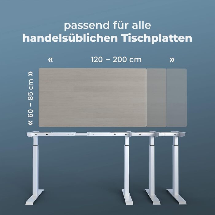 Каркас столу VESKA з регульованою висотою - Каркас столу - Каркас офісного столу з подвійним двигуном, електричним регулюванням висоти, сенсорним екраном та функцією пам&39яті (антрацит)