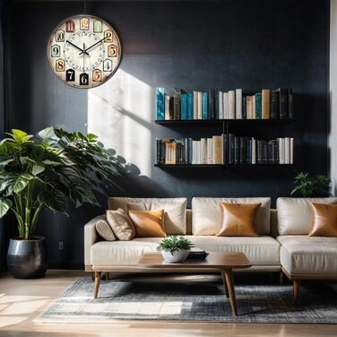 Вінтажний декоративний настінний годинник з великими арабськими цифрами, вінтажний класичний настінний годинник, настінний годинни