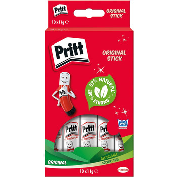 Клей-олівець Pritt Stick 1456072, твердий миється нетоксичний стандарт, 11 г 10 шт. 1 білий