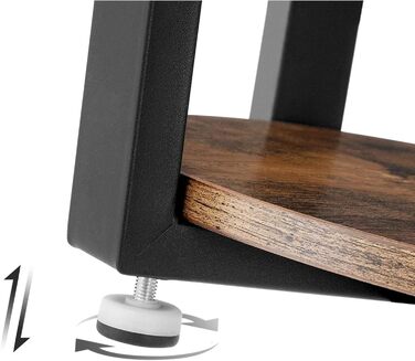 Журнальний столик, приставний столик, підставка для рослин, столик для вітальні, консоль для дивана, вузька тумбочка біля ліжка, маленький журнальний столик, сільський коричневий диванний столик з полицею, чорний металевий каркас, журнальний столик