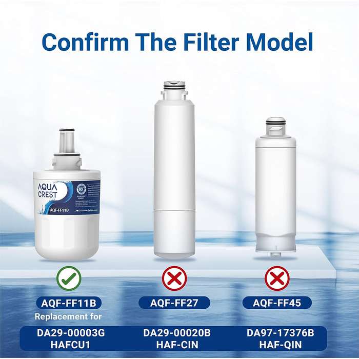 Фільтр для води AQUACREST AQF-FF11B, сумісний з Samsung Aqua Pure Plus DA29-00003G, DA29-00003B, DA29-00003A, DA97-06317A, DA61-00159A, HAFCU1/XAA, HAFIN2/EXP, APP100, WSS-1, WF289 (2 шт.) - набір з 2 фільтрів