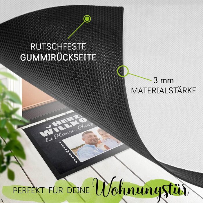 Персоналізований килимок для дверей з іменем та зображенням &quotКоролівський&quot - Ласкаво просимо - Подарунки на новосілля Нековзний, 60x40 см з гумовим краєм