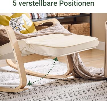Крісло-гойдалка SoBuy з подушкою, крісло-гойдалка з підголівником та регульованою підставкою для ніг, крісло для відпочинку - бежевий FST16-W