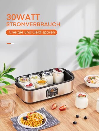 Йогуртниця, грецька йогуртниця на 8 баночок/кришок, дисплей одним дотиком ідеально підходить для органічних, підсолоджених, аромат